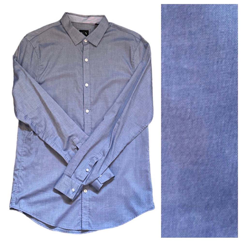 MEN’S ARMANI EXCHANGE MEDIUM BUTTON-DOWN PERIWINKLE BLUE SLIM FIT SHIRT